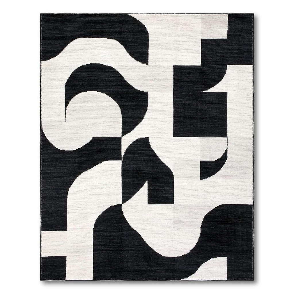 Modern Black White Abstract Rug