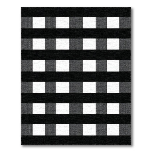 Modern Black & White Checkered Rug(Black)