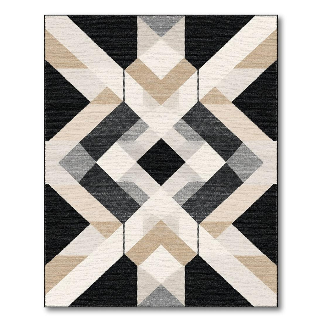 Modern Geometric Black & Beige Rug