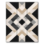Modern Geometric Black & Beige Rug