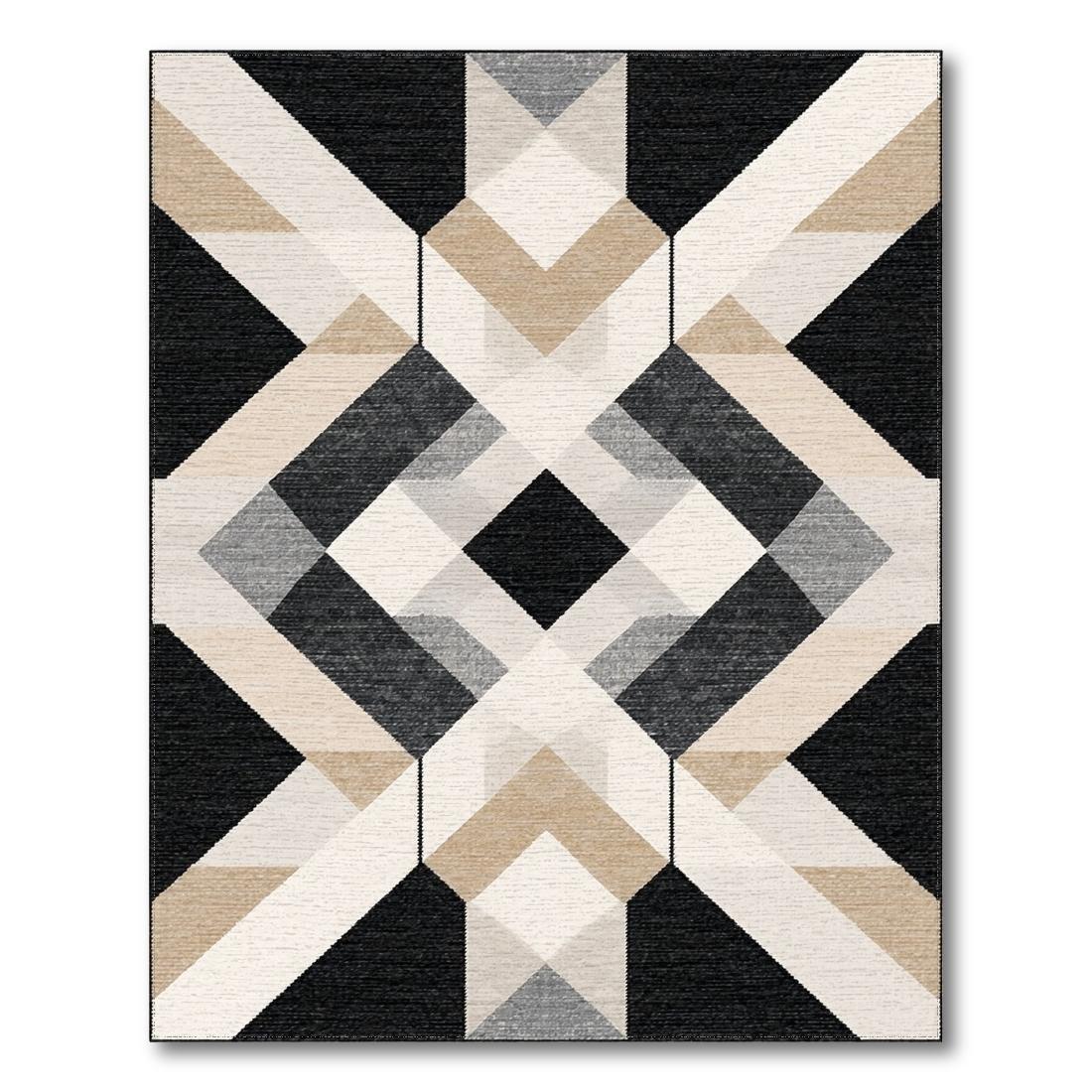 Modern Geometric Black & Beige Rug
