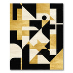 Modern Geometric Black-Gold-White Rug