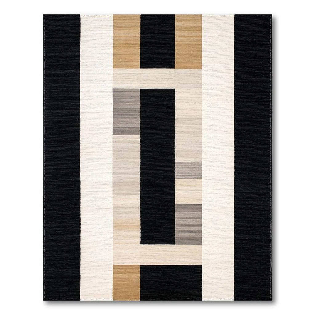 Modern Geometric Neutral-Tone Rug