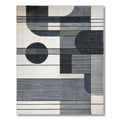 Modern Gray Geometric Rug(Gray)