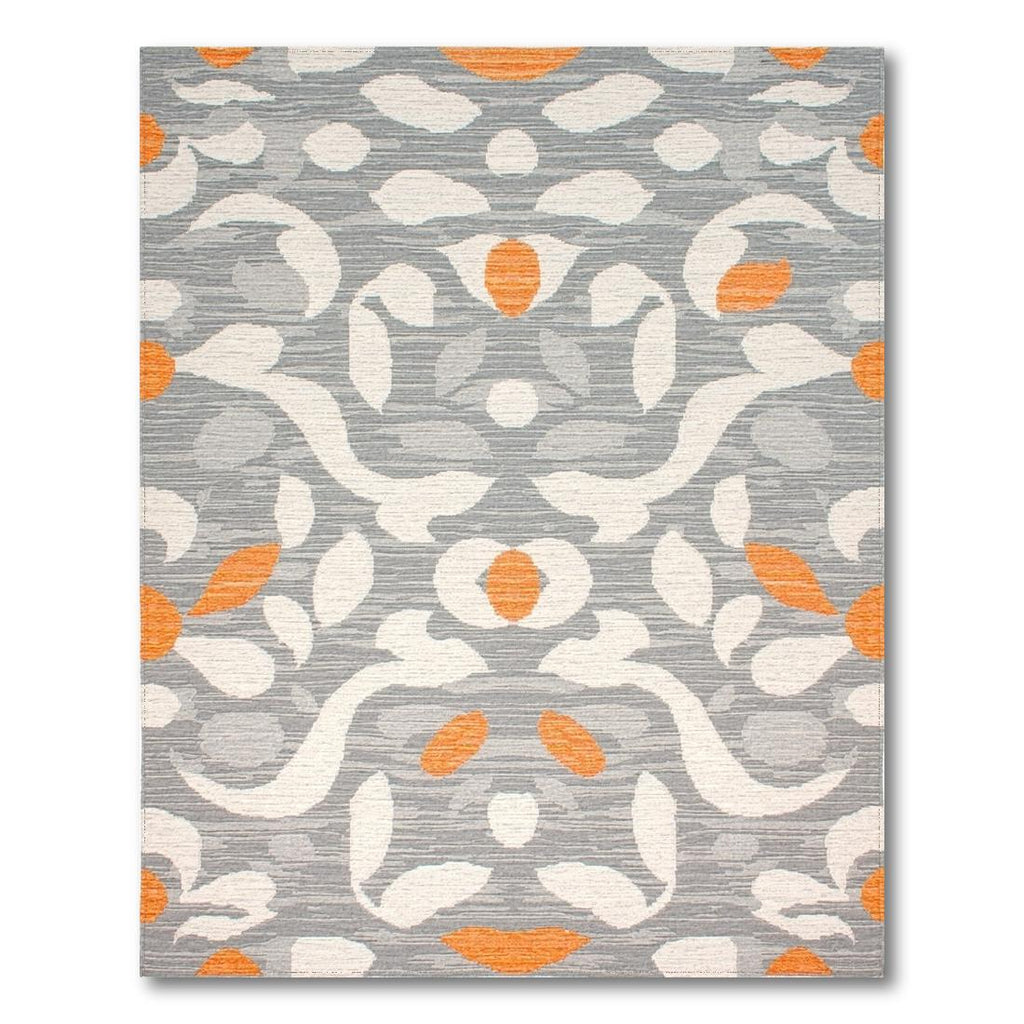 Modern Gray Orange Ornate Rug
