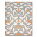Modern Gray Orange Ornate Rug