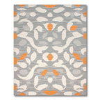 Modern Gray Orange Ornate Rug