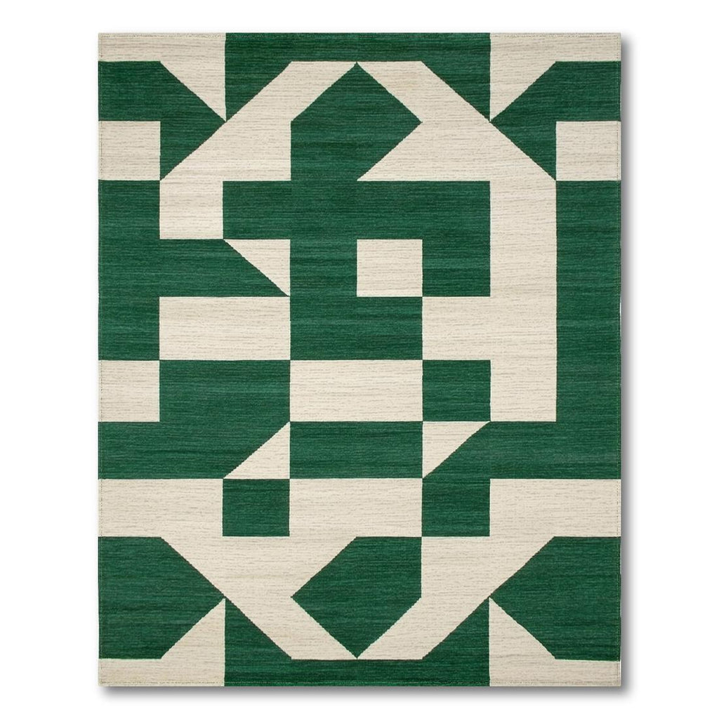 Modern Green Geometric Rug