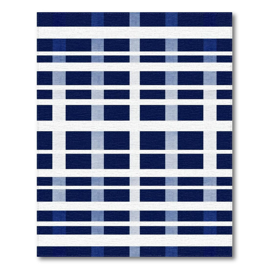 Modern Navy Blue White Checkered Minimalist Rug