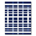 Modern Navy Blue White Checkered Minimalist Rug