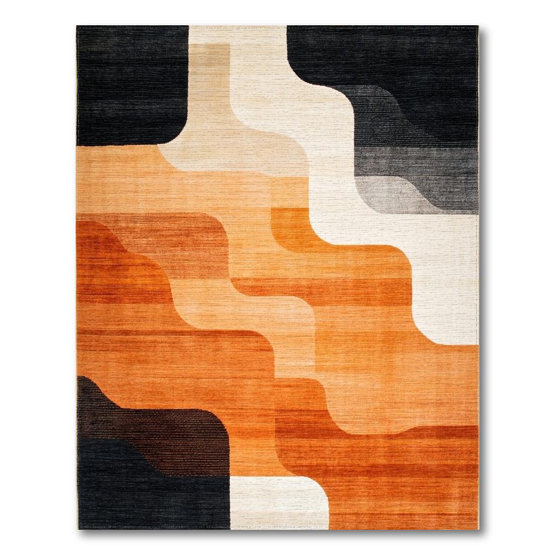 Modern Wavy Warm Tones Rug