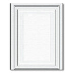 Modern White Gray Geometric Border Rug(White)