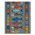 Multicolored fish-patterned lively rug
