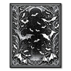 Mysterious Black White Bat Rug(Black)
