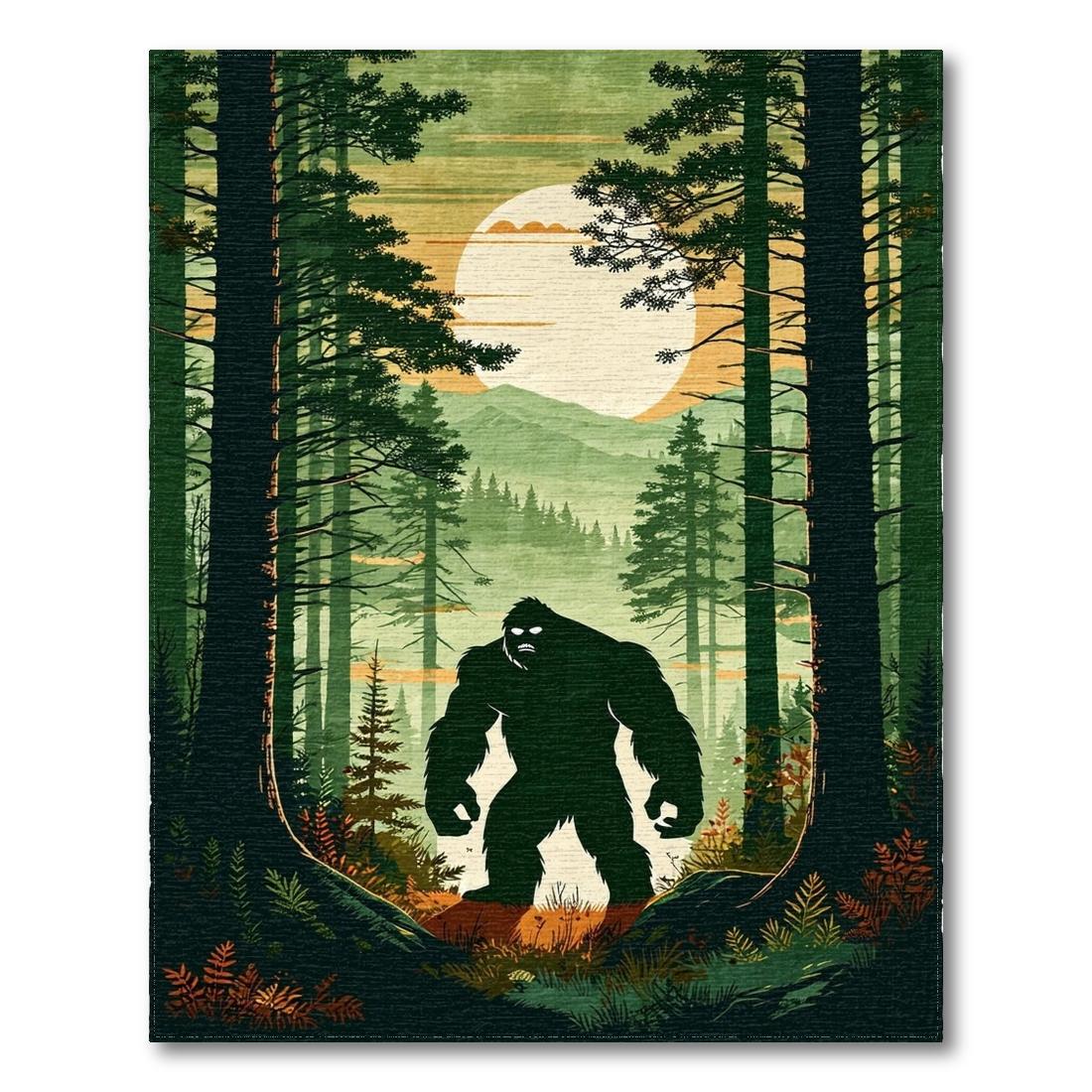 Mysterious Green Forest Sasquatch Rug