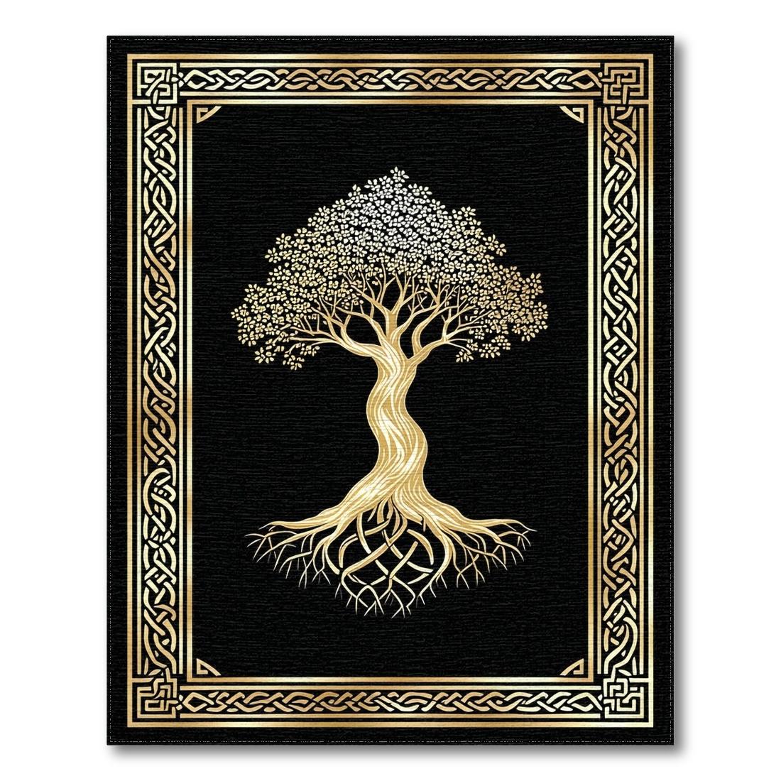 Mystical Black Gold Celtic Tree Rug(Gold)