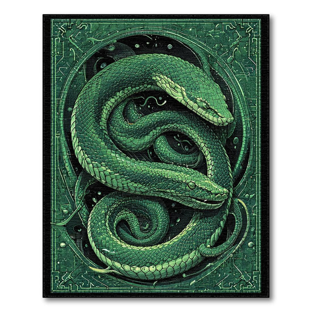 Mystical Green Snake Pattern Rug(Green)
