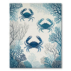 Nautical Blue Crab-Coral Rug(Blue)