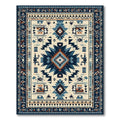 Navy Blue Geometric Tribal Vibrant Rug(Beige)