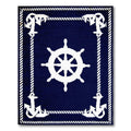 Navy Blue Nautical Coastal Rug(Blue)