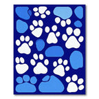 Navy Blue Paw Print Playful Rug(Blue)