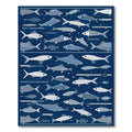 Navy Blue Playful Fish Pattern Rug(Blue)