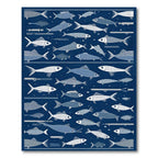 Navy Blue Playful Fish Pattern Rug(Blue)