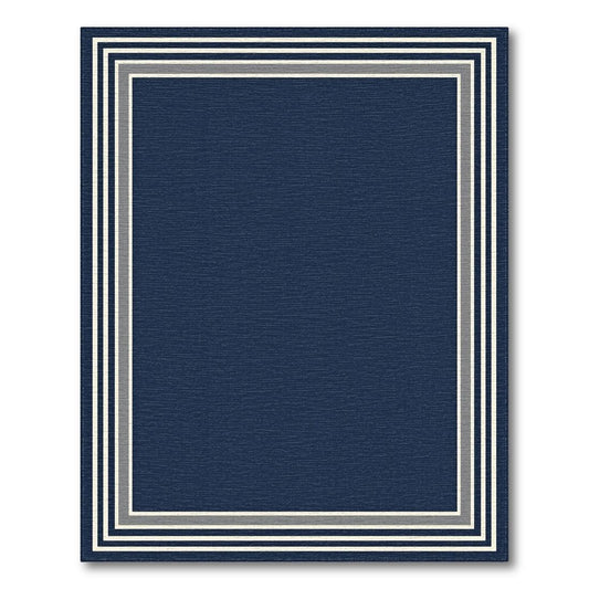 Navy Bordered Serene Rug(Navy Blue)