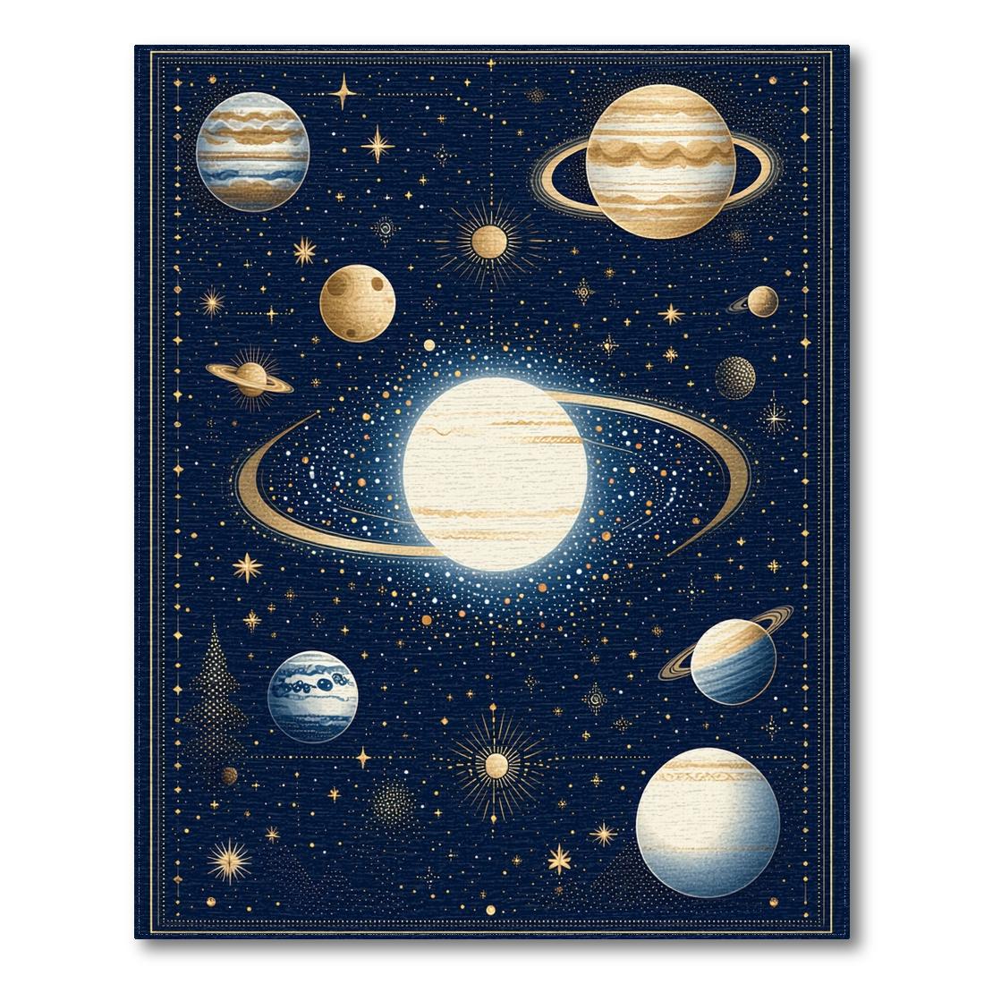 Navy Celestial Whimsical Rug(Blue)