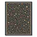 Navy Floral Elegant Rug(Black)