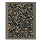 Navy Floral Elegant Rug(Black)