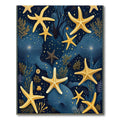 Navy Gold Starfish Serene Ocean Rug(Blue)