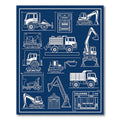Navy Industrial Blueprint Rug
