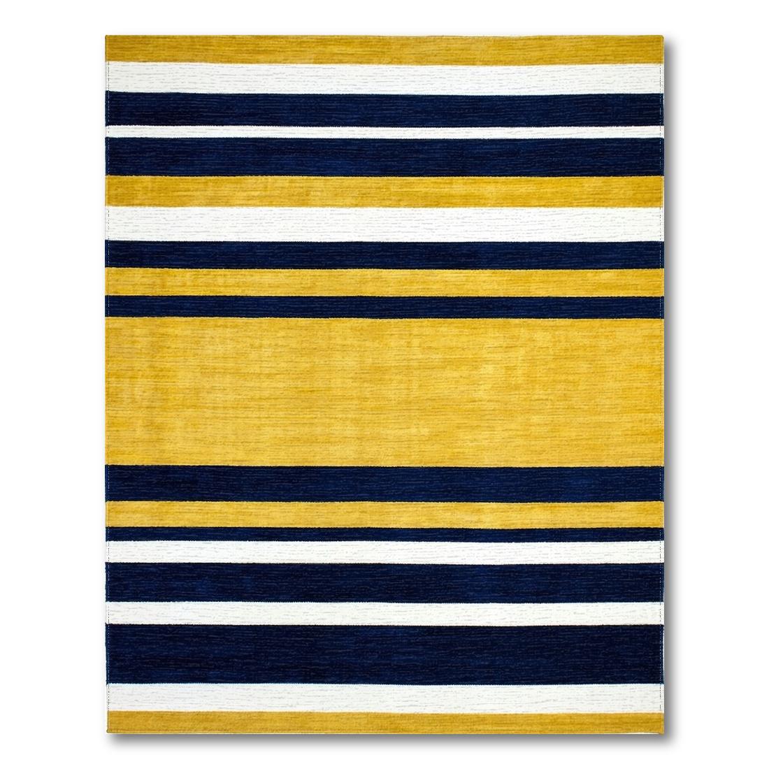 Navy & Mustard Striped Vibrant Rug