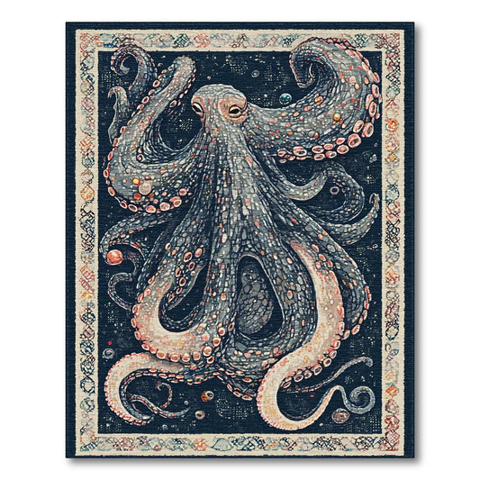 Navy Octopus Mysterious Rug(Gray)