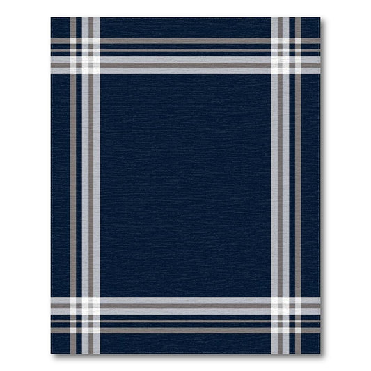 Navy Plaid Modern Rug(Blue)