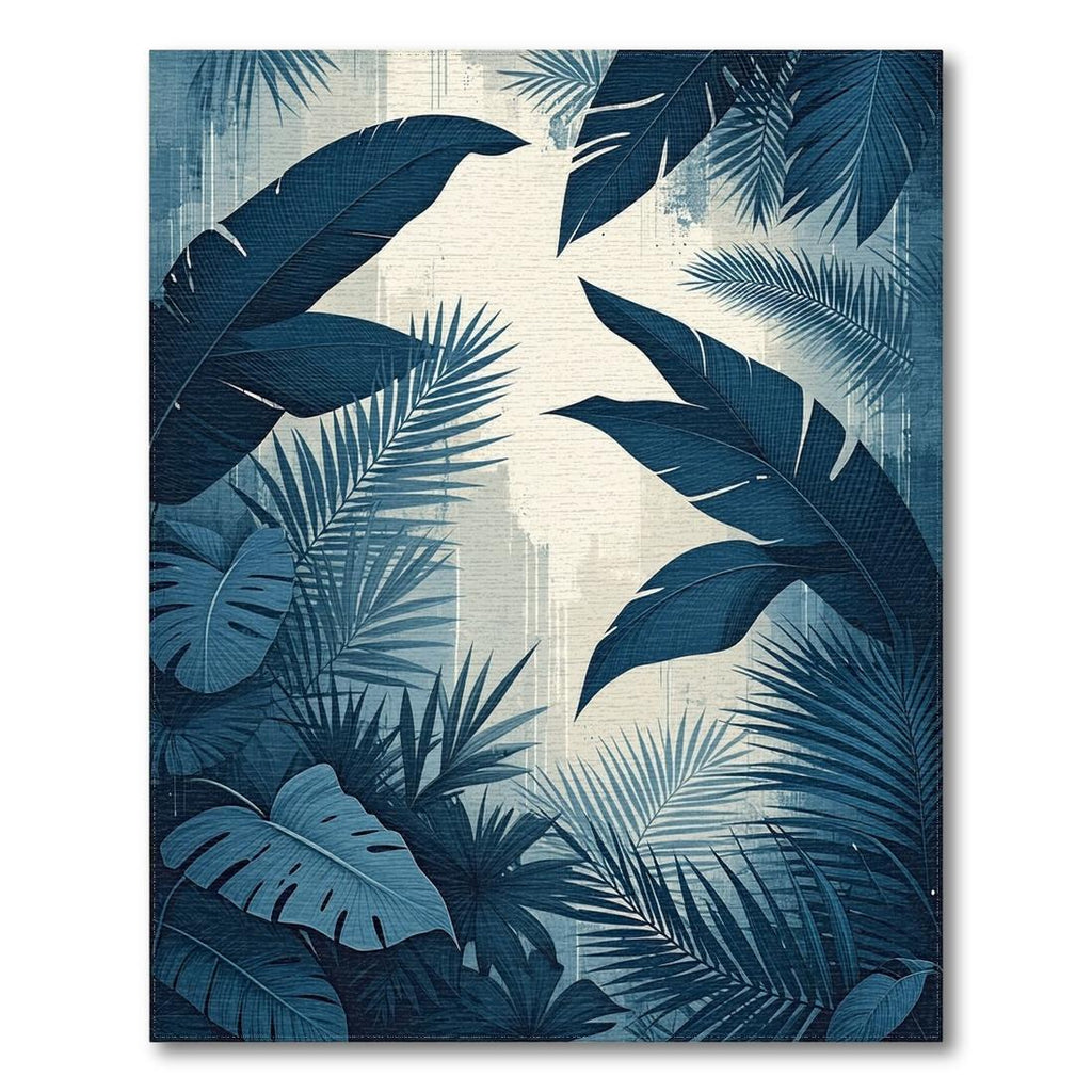 Navy Tropical Foliage Serene Rug