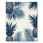 Navy Tropical Pineapple Palm Rug(Blue)