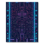 Neon Circuitry Futuristic Low-Pile Rug