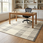 Grey and Cream Geometric Rug