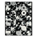 Nostalgic black-and-white vinyl record collage rug