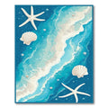 Ocean Blue Coastal Seashell Starfish Rug(Blue)