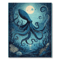 Ocean Blue Octopus Serene Rug(Blue)
