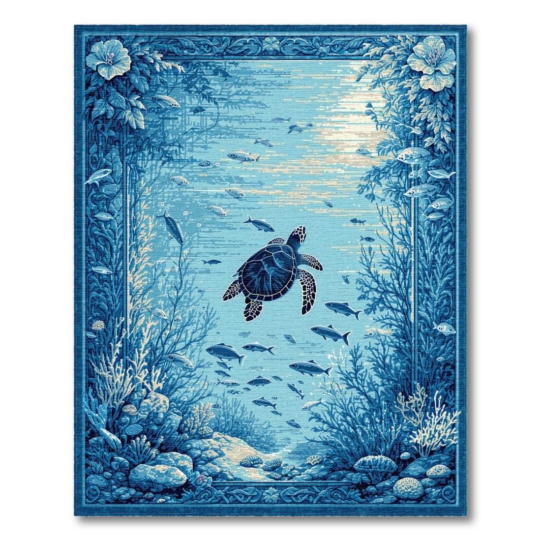 Ocean Blue Underwater Serene Rug(Blue)