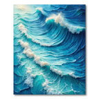 Ocean Blue Wave Print Coastal Rug(Blue)