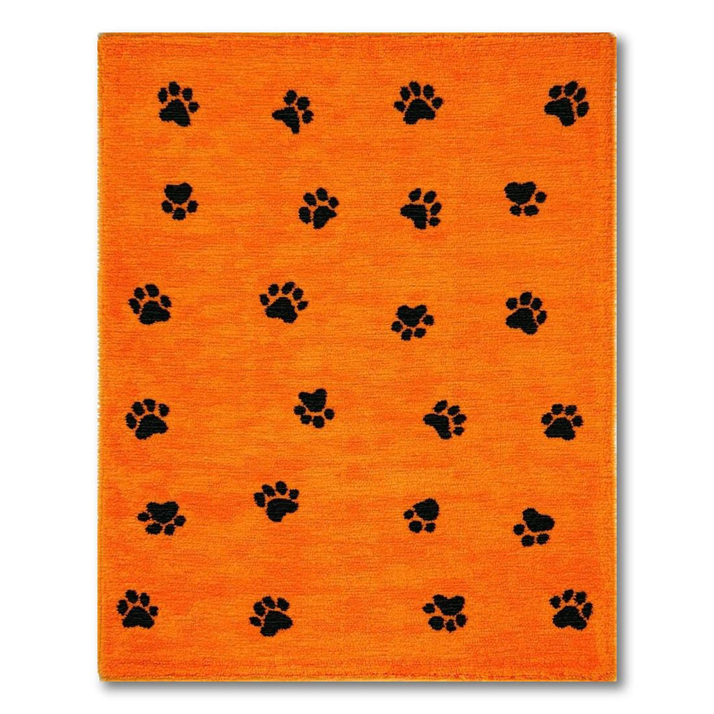 Orange Playful Paw Print Rug(Orange)
