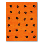 Orange Playful Paw Print Rug(Orange)
