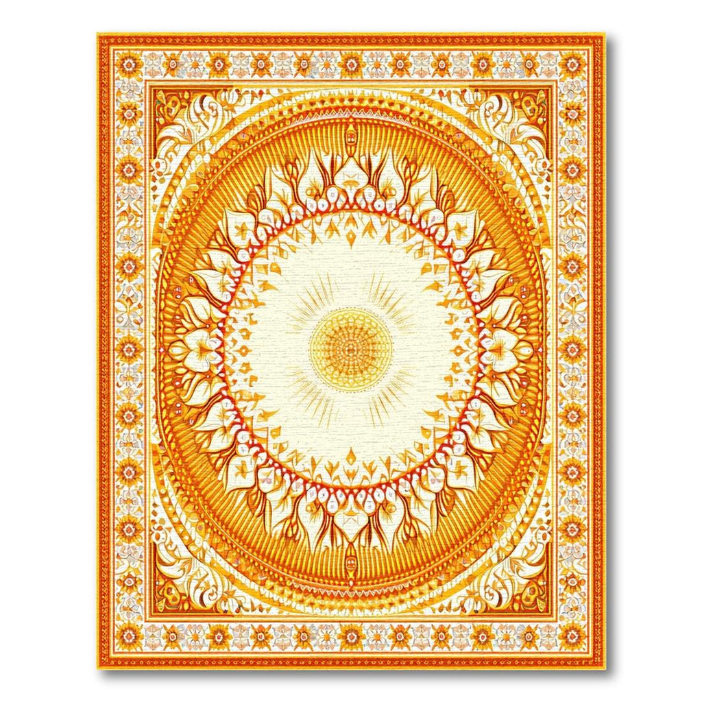 Ornate Bright Orange Medallion Rug(Yellow)