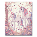 Pastel Unicorn Floral Whimsical Rug(Pink)