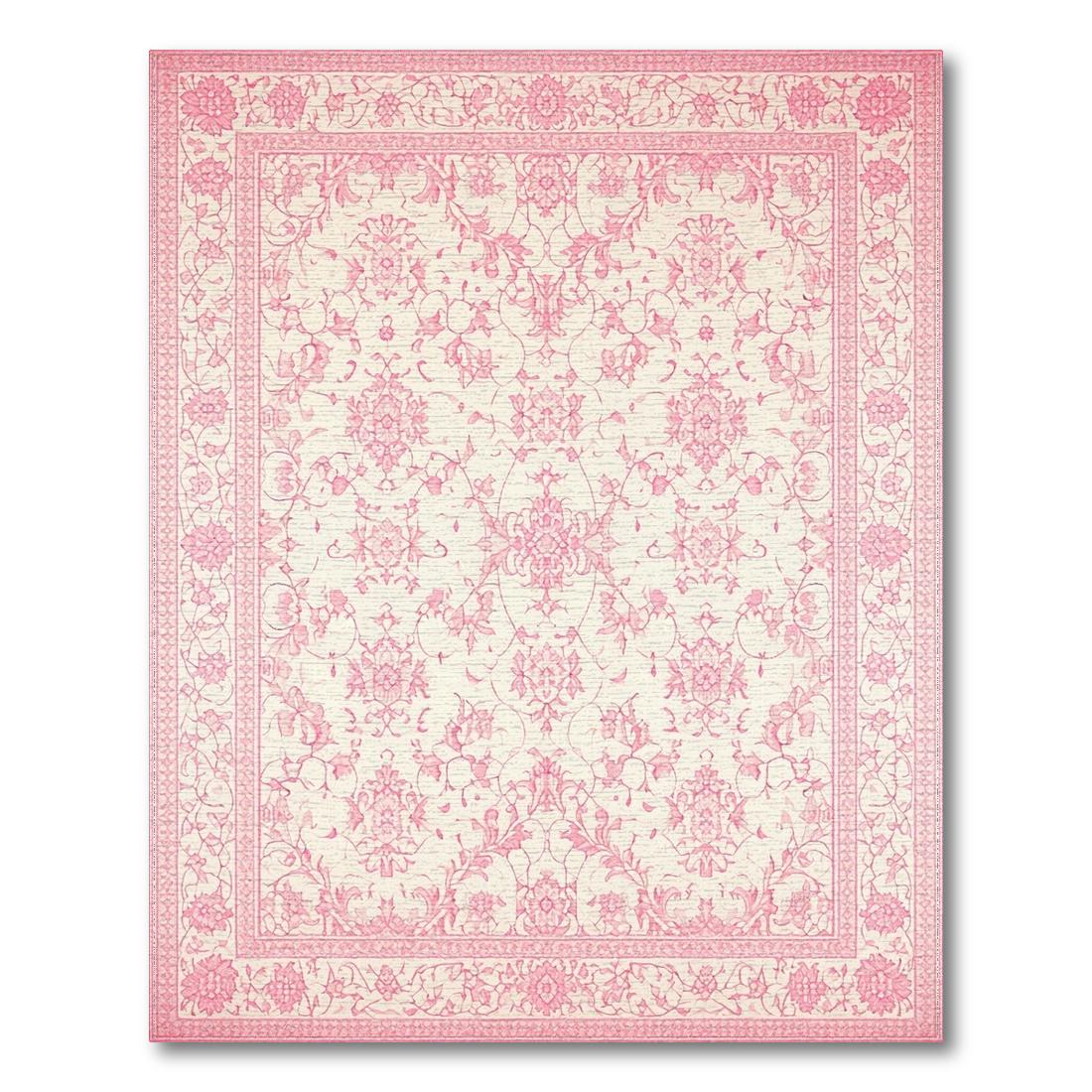 Pink Elegant Ornate Floral Rug(Pink)